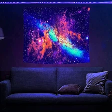 Blacklight UV Reactive Tapestry Trippy Neon Wall Hanging Glow in Dark Art Decors
