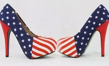 USA American Flag 5” Stiletto Platform Heel Festive July 4th