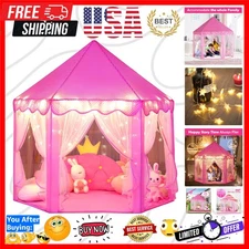 Princess Castle Play Tent for Girls Large Kids Play Tents Hexagon Playhouse w...