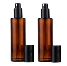 2 Pcs 100ml 3.4oz Upscale Amber Glass Spray Bottles Refillable Fine Mist