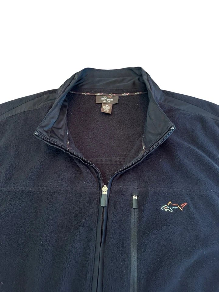 Chaleco de golf Greg Norman For Tasso Elba XL negro polar cremallera completa 3 bolsillos para hombre Foto 3 de 4