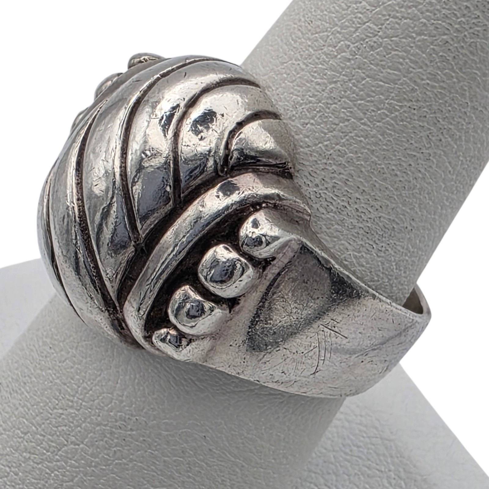 Solid 925 Sterling Silver Chunky Dome Ring Vintag… - image 2