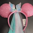 Disney Parks Pink Glitter Ear Headband w/ Butterfly Bow & Tulle Veil — photo 3