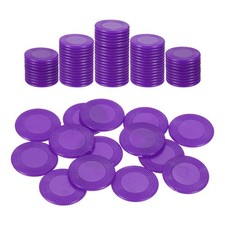100Pcs, 0.9" Plastic Poker Chips Bingo Chips Learning Counters Purple Pattern