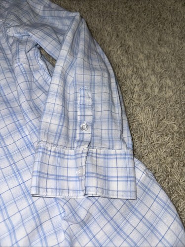 Women’s Izod Blue Plaid Ruffle Front Button Down Shirt Size Small - Picture 6 of 11