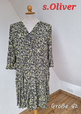 s.Oliver ❤️ Bohokleid 👗 Kleid  ¾ Arm Gr. 40 42 schwarz khaki L 90 cm 👉 wie NEU