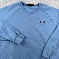 Under Armour Sweatshirt Mens 2XL Blue Crewneck ColdGear Rival Fleece Soft Logo