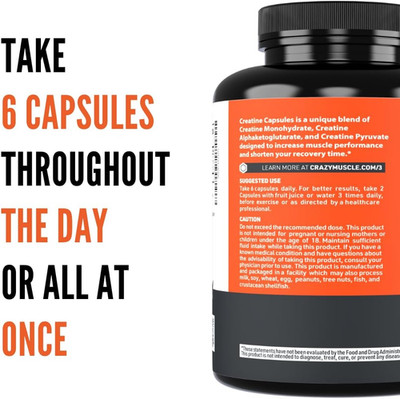 Creatine Capsules, 5G Premium 3X Threeatine Pre Workout Bulk Muscle Mass Gain...