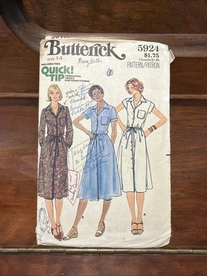 Vintage Butterick Sewing Pattern 5924 Size 14