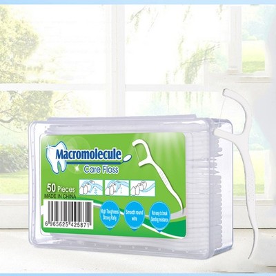 50pcs Toothpick 2-In-1 Dental Floss Picks High Toughness Interdental Brush Teeth