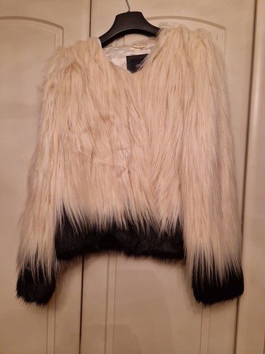 Unreal Pelzmantel Damen Größe S Creme Schwarz