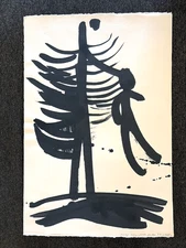 Original 80s Outsider Art Figural Painting Stuart Buehler 15x22"