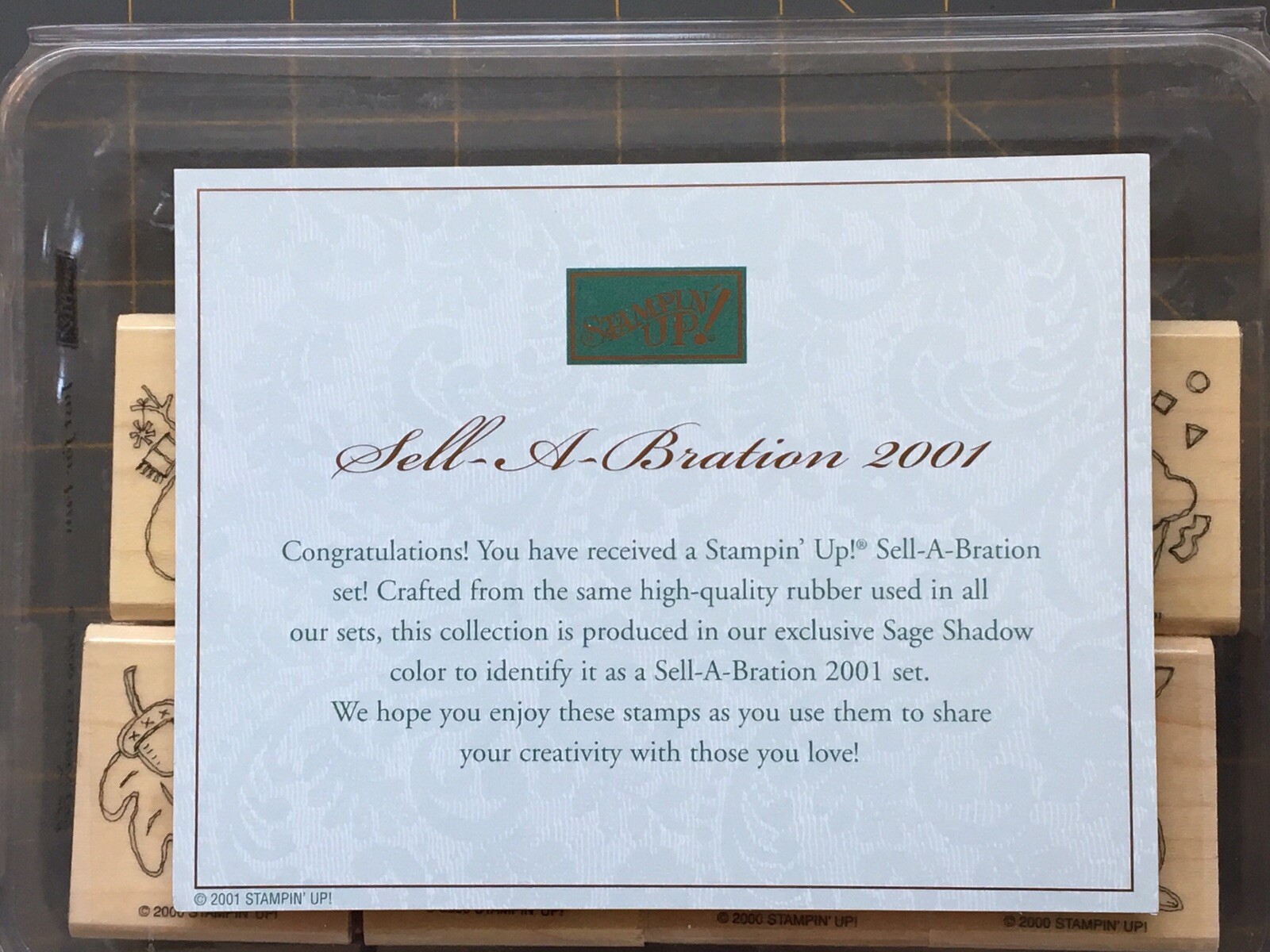 STAMPIN UP "JUST FOR FUN" RUBBER STAMP SET Fun LOT of 8 Sell-a bration 2001 Set