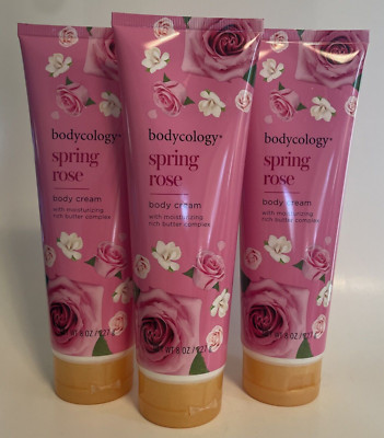 3 Bodycology Spring Rose Body Cream with rich butter complex 8 oz. ea