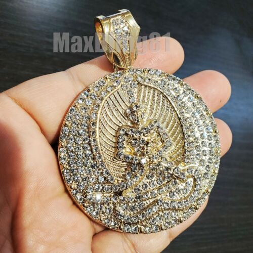 Hip Hop Iced Large 2PAC EUPHANASIA Cubic Zirconia Gold Plated Charm Pendant - Picture 1 of 10