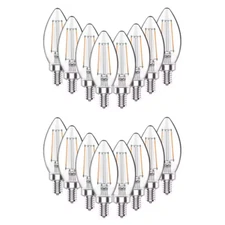 16pk 40W LED Light Bulb B11 Vintage Edison Daylight 5000K Clear Non-Dimmable