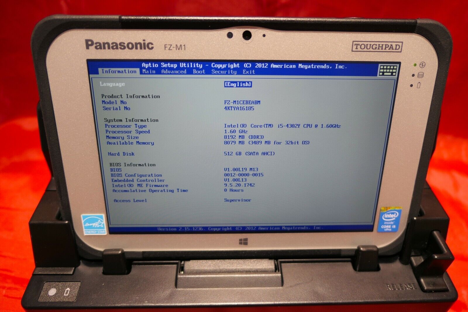 ▲Panasonic ToughPad FZ-M1 - 1.60GHz Core i5 - 512GB - 8GB RAM - 4G +  DOCK!▲BYO