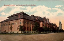 POSTCARD GONZAGA UNIVERSITY & ST. ALOYSIUS CHURCH SPOANE WASHINGTON