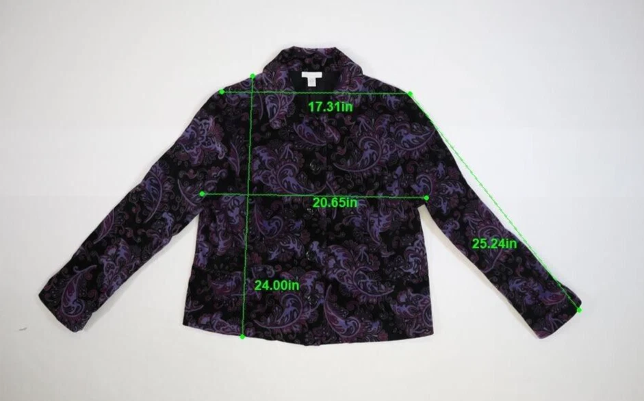 Charter Club фиолетовый и черный пейсли печать бархата кнопка куртка эластичной женщин XL - Изображение 2 из 4