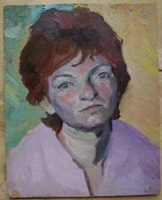 Ukrainian Soviet Oil Painting postimpressionism fauvism female portrait woman