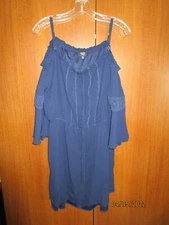 Naif Navy Cold Shoulder Dress Sz 3X Rayon Polyester Lining Bust 51 Length 28 in
