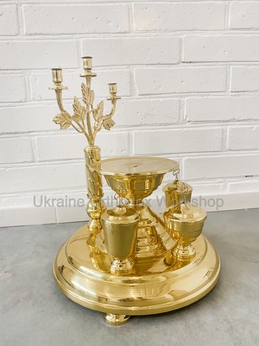 Litya Vassoi Cristianesimo Ortodosso Vassoio Liturgico per Cerimonie Chiesa 15,35" - Foto 3 di 7