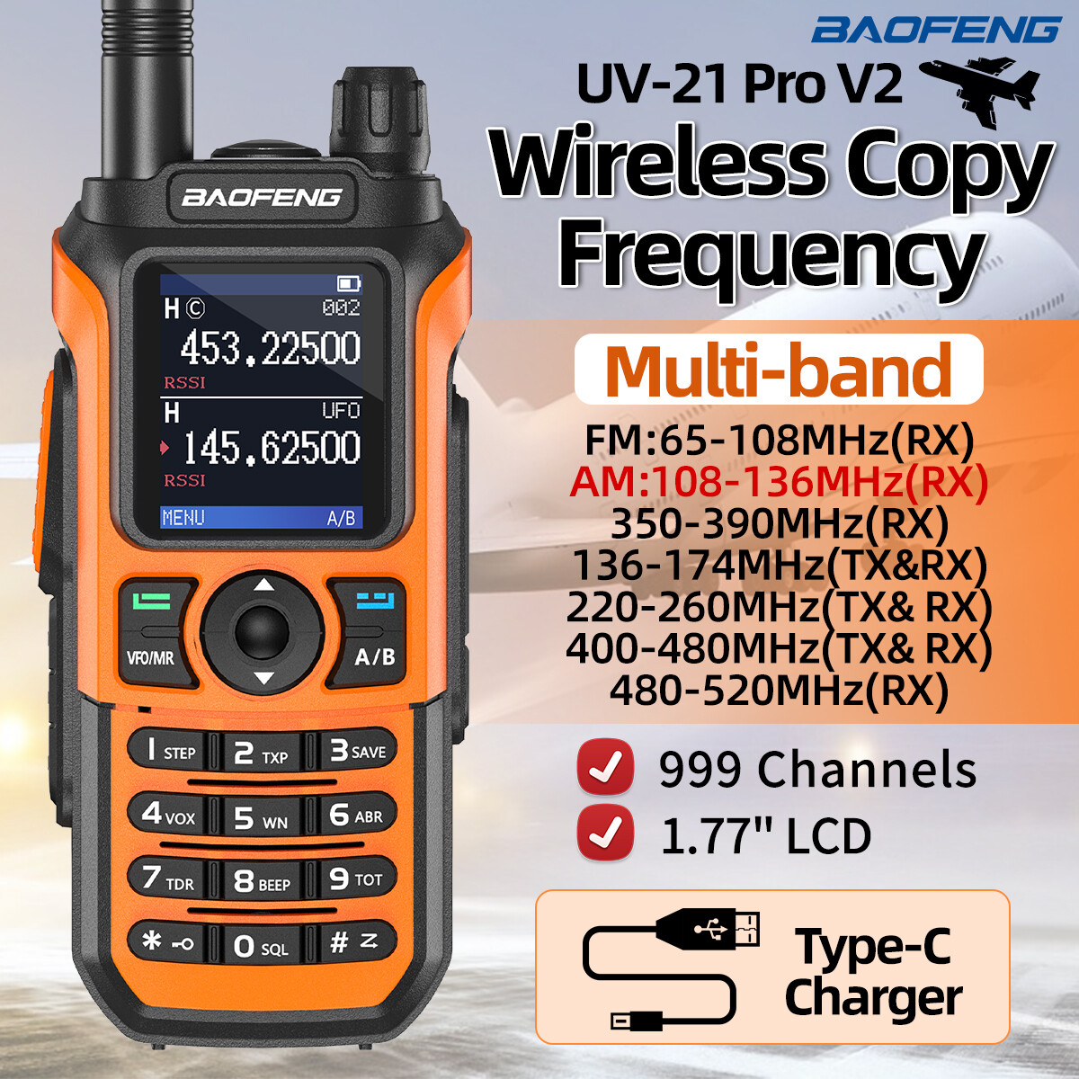 BaoFeng UV-21 Pro V2 Walkie Talkie Long Range Handheld Two Way Radio for Adults