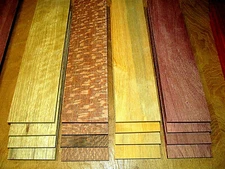 16 PIECES THIN LIMBA, LEOPARDWOOD, LEMONABALLI, & SAPELE 12" X 3" X 1/8"