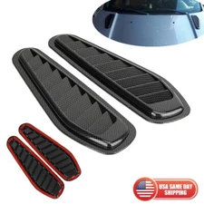 2x Universal Carbon Fiber Car Hood Vent Scoop Cover Air Flow Intake Decorate Set