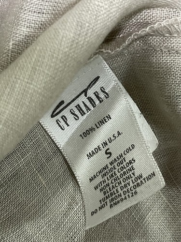 CP Shades Womens Natural Lightweight Linen Tunic V Neck Collared Blouse Size S - Picture 4 of 6