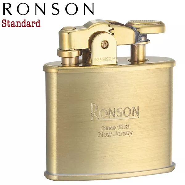 Ronson Flint Oil Lighter Standard Gold Satin Plain Pattern Brass Japan