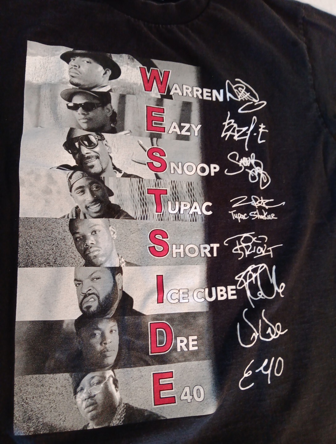West Side Hip Hop Rap Signatures Snoop Tupac Ice Cube T-Shirt - Black ...