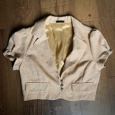 Cropped Blazer Suit Jacket M Peach Coral Wool Forever 21