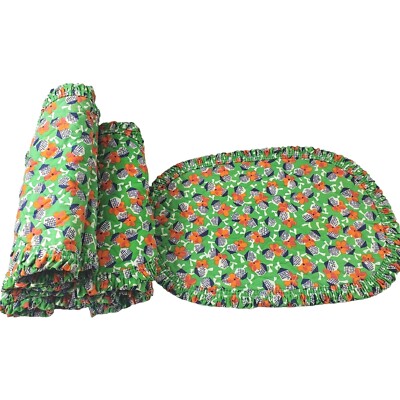 8 Vintage Quilted Floral Print Placemats Summery Green Orange Blue