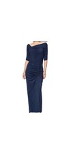 Tadashi Shoji Asymmetric Ruched Sleeve Gown
