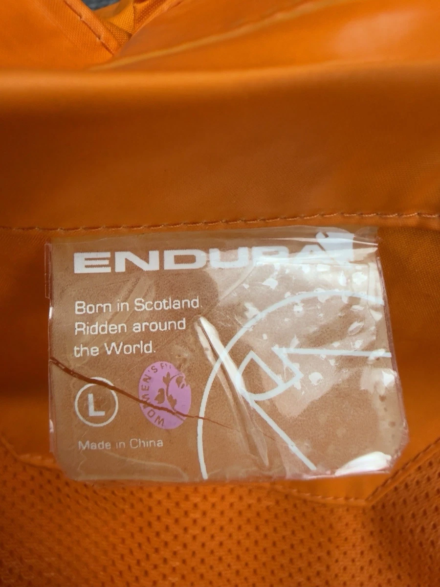 Endura Laser Jacket Womens Large Orange Full Zip Waterproof Seam Sealed Packable