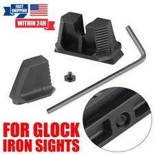 Pair Stainless Steel Co-witness Height Front Rear Sights For Glock Iron Sight