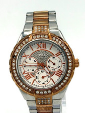 Guess U0111L4 Women's Two Tone Crystal Watch 36mm New Battery Running