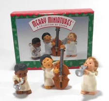 Hallmark Vintage HOLIDAY HARMONY 3 Piece Merry Miniatures Set Angel Musicians
