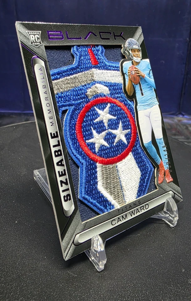 2025 Panini Black Sizeable Memorabilia Cam Ward Titans Patch Logo* READ🔥 - Image 4 of 4