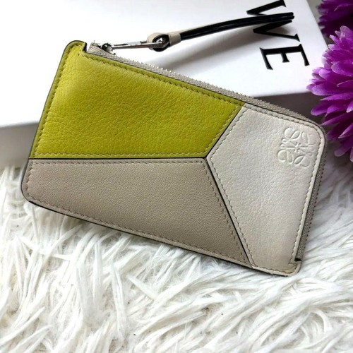 LOEWE Puzzle Long Coin Card Holder Black Leather Compact Wallet