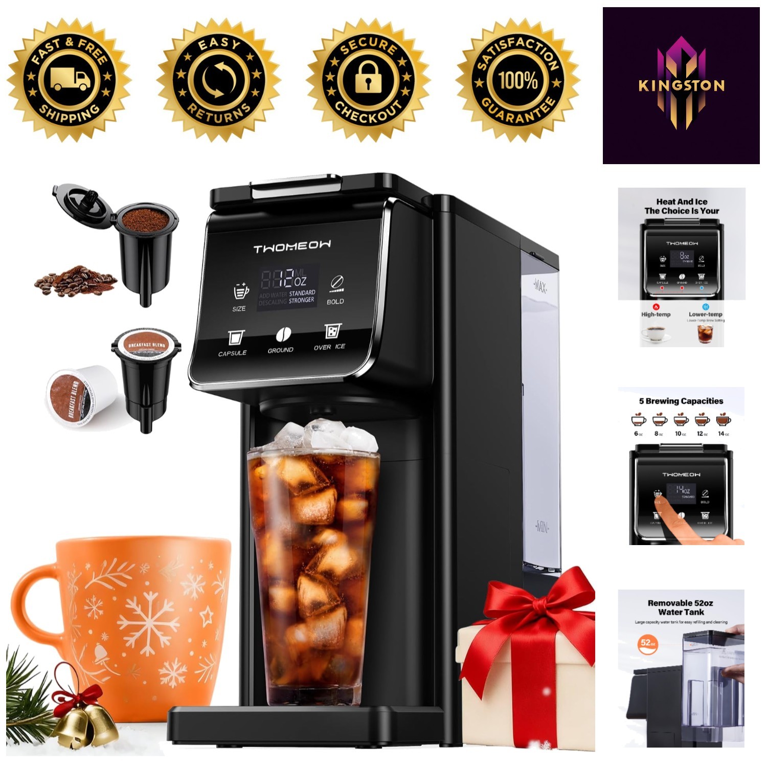For K-cup & Grounds With 5 Brew Sizes - Fast & Efficient
