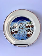 Lot of 2 -VILLEROY & BOCH Luxembourg NAIF CHRISTMAS Chop Plate Round Platter 12"