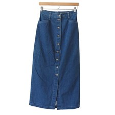 Vintage 90s Eddie Bauer Womens Button Down Denim Jean Maxi Skirt 6 Western Boho