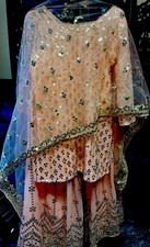 Pink and gold Salwar Kameez with Sequin Embellishments and Dupatta for Women