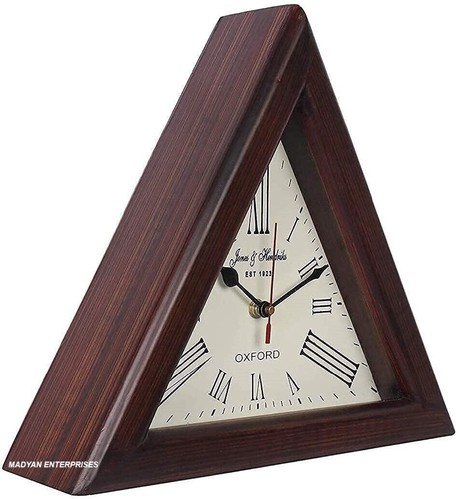 Triangle Wooden Clock 12 inches Roman Wooden Triangle Wall Clock Wall Decorative - Picture 4 of 8
