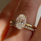 3.50t Oval Moissanite Bridal Engagement Ring WOMEN 14k Yellow Gold Plated