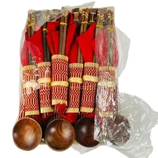 36 Piece Japanese Placemat u Inlayed Wood Chopsticks Napkins Costers Finger Bowl