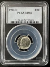 1964-D  10C Roosevelt Ten Cent PCGS MS66   26752689