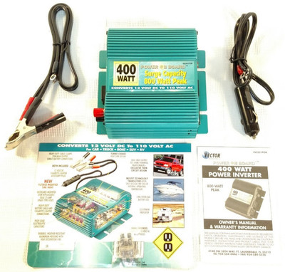 Vector 400W 800W Peak Power Inverter 12V DC to 110V AC VEC031POB RV Boat Car